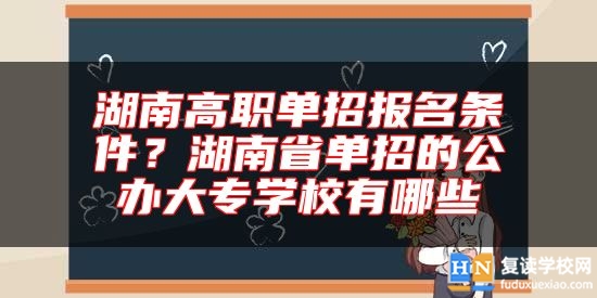 湖南高职单招报名条件？湖南省单招的公办大专学校有哪些